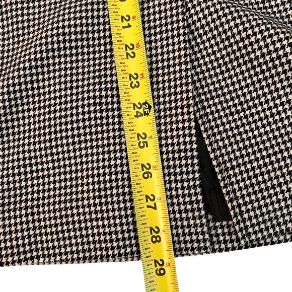 Vtg Vinci Black White Houndstooth Pencil Skirt Wool Back Slit Size 12 Pockets - Picture 13 of 13